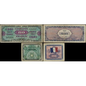 France, set: 50 francs (st. IV) and 2 francs (st. II), 1944