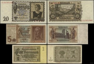 Allemagne, série de 3 billets, 1937-1942