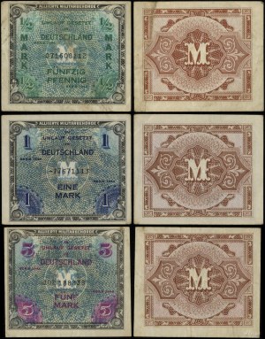Niemcy, zestaw 3 bonów okupacyjnych, 1944