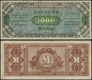 Německo, okupační poukázka na 1 000 marek, 1944