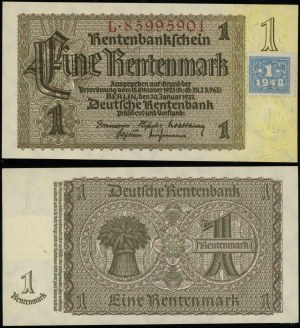 Germany, 1 mark, 1937 with 1948 coupon