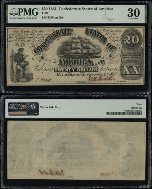 Spojené státy americké (USA), $20, 2.09.1861