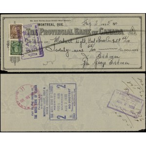 United States of America (USA), set of 8 checks (7x USA, 1x Canada), 1880-1935