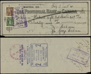 Vereinigte Staaten von Amerika (USA), Satz von 8 Schecks (7x USA, 1x Kanada), 1880-1935