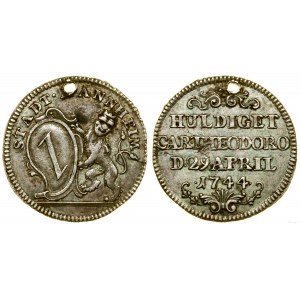 Niemcy, srebrna odbitka dukata, 1744, Mannheim