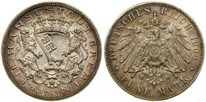 Německo, 5 marek, 1906 J, Hamburg