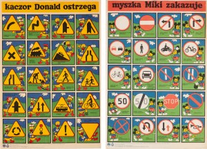 Mickey Mouse bans, Donald Duck warns (Road signs), 1984