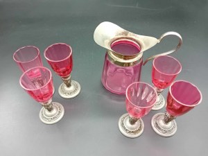 Russisches Glas 19. Jahrhundert - Gläser und Krug