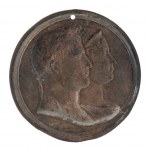 Bronze medallion with double bust in bas-relief of Napoleon and Josephine