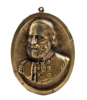 coppia di targhe in bronzo di Garibaldi e Vittorio Emanuele II