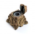 inkwell with bronze emperor's funeral mask
