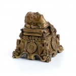 inkwell with bronze emperor's funeral mask