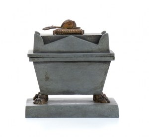 ancient metal inkwell in the shape of the imperial sarcophagus