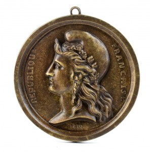 medaglione con allegoria della terza repubblica in bronzo