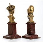 coppia di bustini allegorici rappresentanti la repubblica e il regno in bronzo su marmo