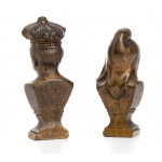 coppia di bustini allegorici rappresentanti la repubblica e il regno in bronzo