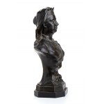 Büste der Königin Vittoria in Bronze auf Holzsockel