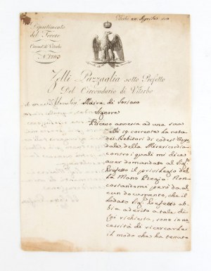 Lettre manuscrite et autographe du sottoprefetto Zelli - Pazzaglia