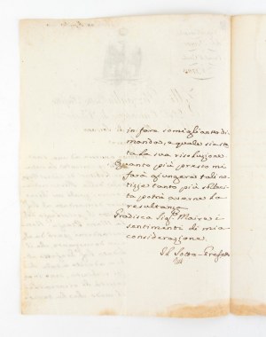 Lettera manoscritta e autografa del sottoprefetto Zelli - Pazzaglia