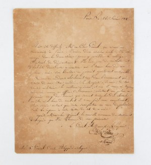 Autographen-Brief an die Helfer im Lager des Kaisers Mouton