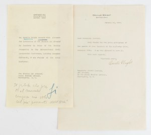 Autografní dopis Orvilla Wrighta a velitele Scaroniho