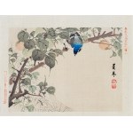 Imao Keinen (1845-1924), Błękitny ptak i pająk, Osaka, 1892