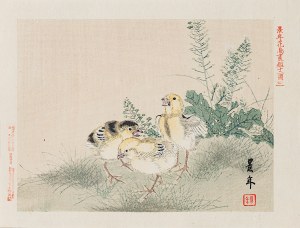 Imao Keinen (1845-1924), Chicks, Osaka, 1892