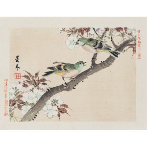 Imao Keinen (1845-1924), Na větvi, Osaka, 1892