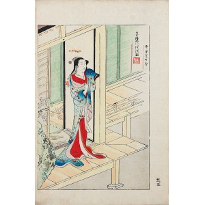 Watanabe Seitei (1851-1918), An der Schwelle, Tokio, 1891