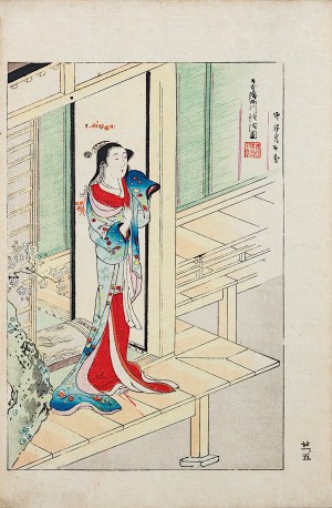 Watanabe Seitei (1851-1918), An der Schwelle, Tokio, 1891