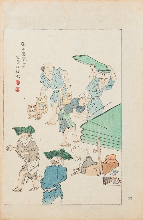 Watanabe Seitei (1851-1918), Scena rodzajowa, Tokio, 1891