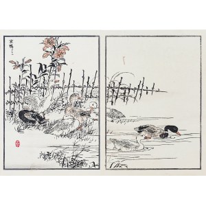 Kōno Bairei (1844-1895), Kachny na rybníku, Tokio, 1884