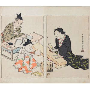 Watanabe Seitei (1851-1918), Production d'un éventail, Tokyo, 1892