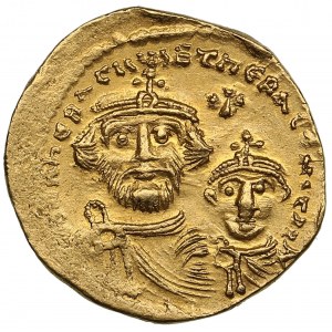 Byzantská ríša (Konštantínopol) AV Solidus, cca 613-616 n. l. - Heraklius (610-641 n. l.), s Herakleiom Konštantínom