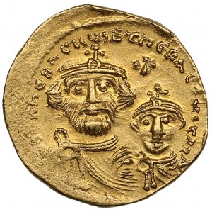 Byzantská ríša (Konštantínopol) AV Solidus, cca 613-616 n. l. - Heraklius (610-641 n. l.), s Herakleiom Konštantínom