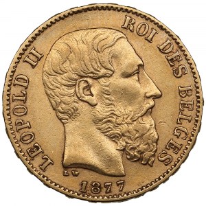 Belgio 20 franchi 1877 - Leopoldo II (1865-1909)