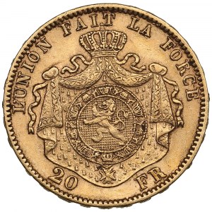 Belgio 20 franchi 1877 - Leopoldo II (1865-1909)