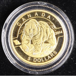5 kanadských dolarů 2014 - Medvěd grizzly