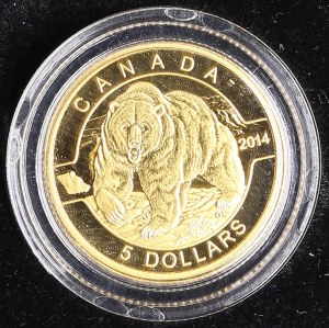 5 dolarów kanadyjskich 2014 - niedźwiedź grizzly