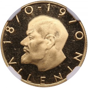 Tschechoslowakei (Münze Kremniz) Gold Dukat (Medaille) 1970 - 100. Jahrestag des Wladimir Lenin - NGC PF 68 ULTRA CAMEO_