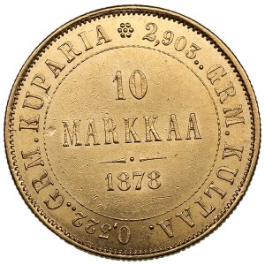 Finlandia (Russia) 10 Markkaa 1878 S - Alessandro II (1855-1881)