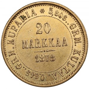 Finlandia (Russia) 20 Markkaa 1878 S - Alessandro II (1855-1881)