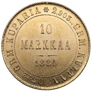 Finlandia (Rosja) 10 Markkaa 1881 S - Aleksander III (1881-1894)