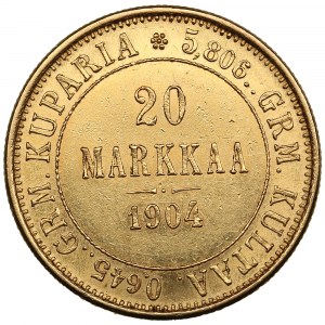 Finsko (Rusko) 20 Markkaa 1904 L - Mikuláš II (1894-1917)