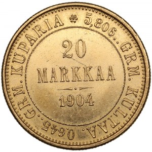 Finlandia (Russia) 20 Markkaa 1904 L - Nicola II (1894-1917)
