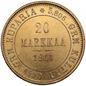 Fínsko (Rusko) 20 Markkaa 1911 L - Mikuláš II (1894-1917)