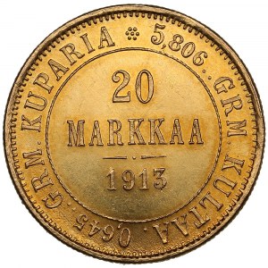 Fínsko (Rusko) 20 Markkaa 1913 S - Mikuláš II (1894-1917)
