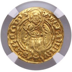 Niemcy, Trewir - Coblenz Goldgulden ND (1391/1394) - Werner Von Falkenstein (1388-1418) - NGC AU 55