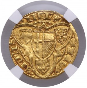 Niemcy, Trewir - Coblenz Goldgulden ND (1391/1394) - Werner Von Falkenstein (1388-1418) - NGC AU 55