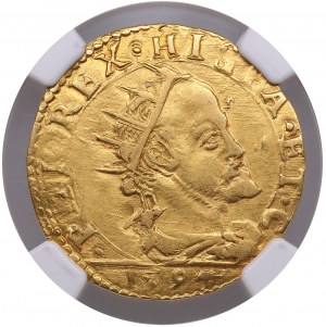 Włochy (Mediolan) Doppia 1594 - Filip II (1554-1598) - NGC AU DETAILS - Błąd w opisie 1594 = 1595